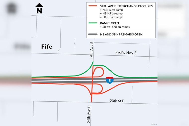 54th Avenue Overpass and I-5 Ramps Closing For Weekend Renovations Aug. 23-26