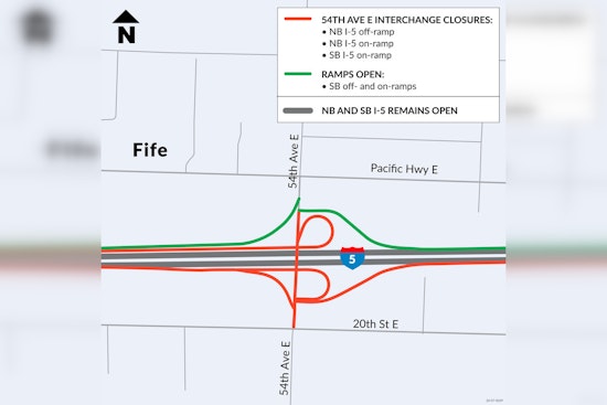 54th Avenue Overpass and I-5 Ramps Closing For Weekend Renovations Aug. 23-26