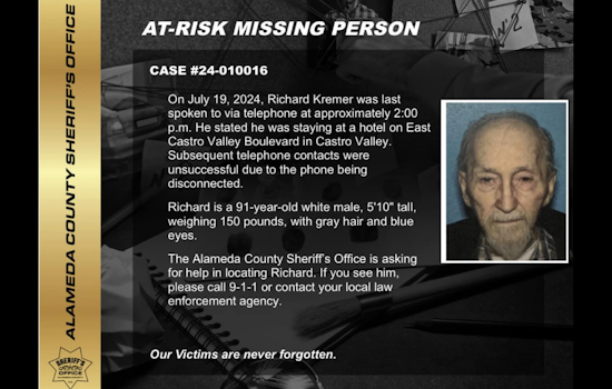 Alameda County Sheriff's Office Enlists Community in Urgent Search for Missing Castro Valley Nonagenarian Richard Kremer