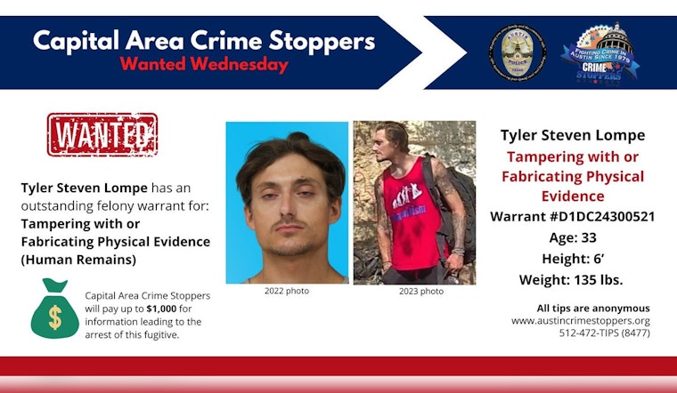 Austin Police Seek Public Help to Locate Suspect Tyler Lompe Linked to South Austin Human Remains Case