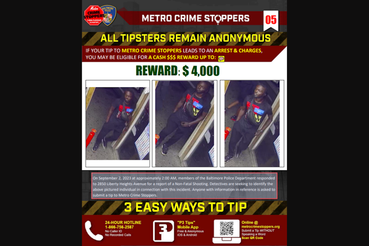 Baltimore Police Seek Public Help to Identify Person of Interest in 2023 Non-Fatal Shooting on Liberty Heights Avenue