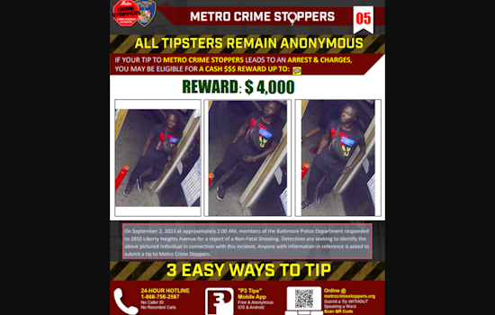 Baltimore Police Seek Public Help to Identify Person of Interest in 2023 Non-Fatal Shooting on Liberty Heights Avenue