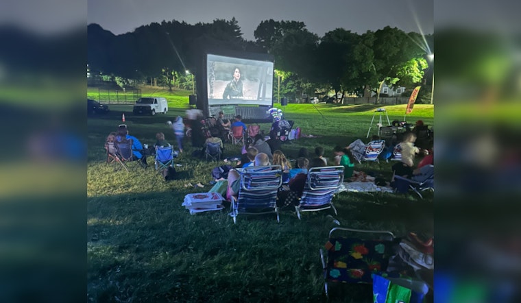 Boston Police Department Bonds with West Roxbury Community at Outdoor "Willy Wonka" Movie Night