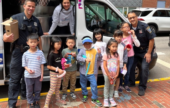 Boston Police Sweeten Last Day of School for Kwong Kow Chinese School with Ice Cream Truck Visit