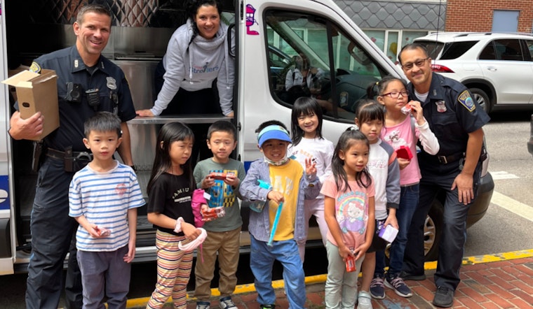 Boston Police Sweeten Last Day of School for Kwong Kow Chinese School with Ice Cream Truck Visit