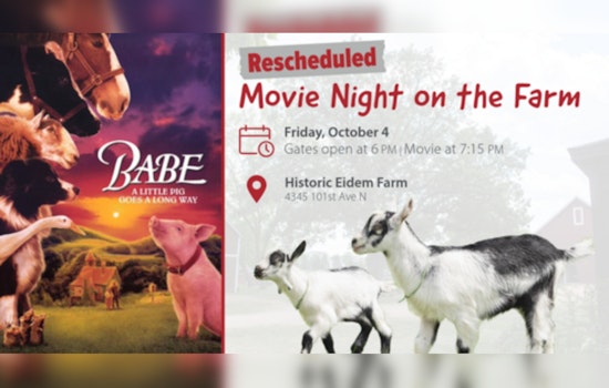 Brooklyn Park's "Movie Night on the Farm" Rescheduled to October 4 Due to Weather Concerns