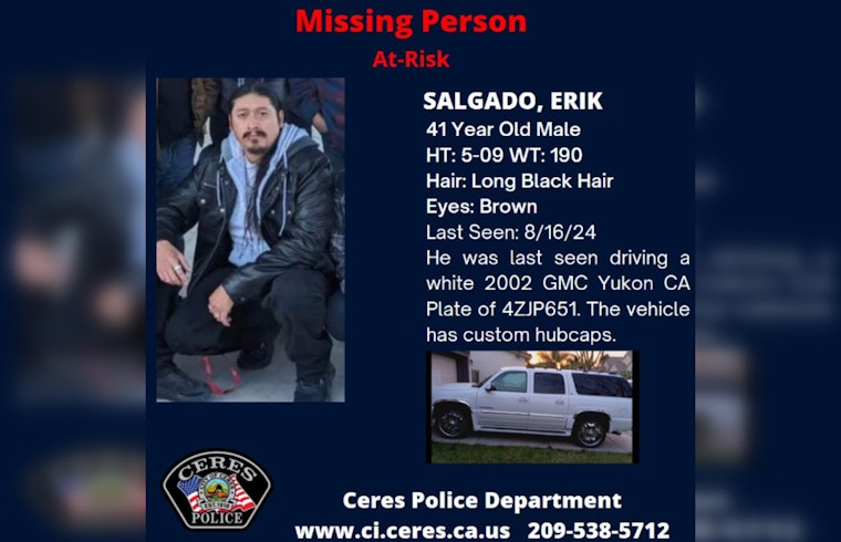 Ceres Police Seek Public's Aid in Locating At-Risk Missing Man, Erik Salgado