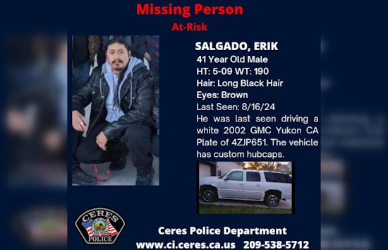 Ceres Police Seek Public's Aid in Locating At-Risk Missing Man, Erik Salgado