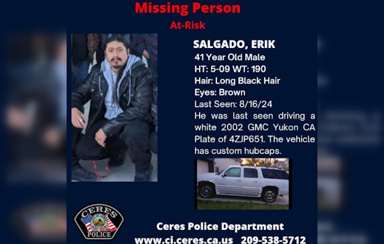 Ceres Police Seek Public's Aid in Locating At-Risk Missing Man, Erik Salgado