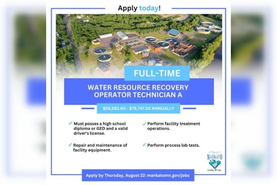 City of Mankato Seeks Water Resource Recovery Operators for Sustainable Wastewater Management