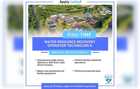 City of Mankato Seeks Water Resource Recovery Operators for Sustainable Wastewater Management