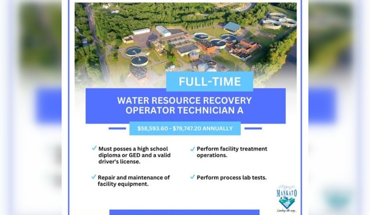 City of Mankato Seeks Water Resource Recovery Operators for Sustainable Wastewater Management