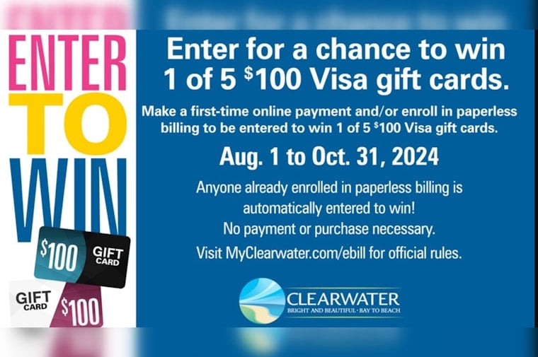 Clearwater Offers Chance to Win $100 Gift Cards for Residents Switching to Paperless Billing