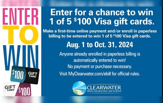 Clearwater Offers Chance to Win $100 Gift Cards for Residents Switching to Paperless Billing
