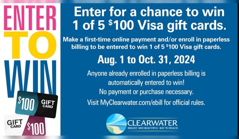Clearwater Offers Chance to Win $100 Gift Cards for Residents Switching to Paperless Billing