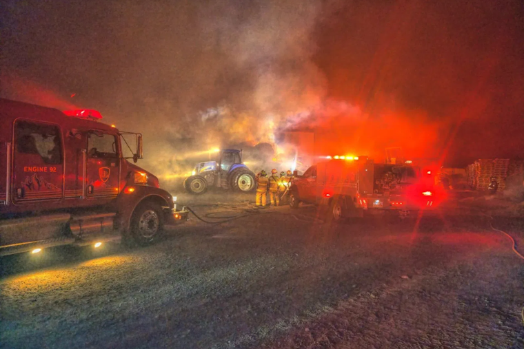 Community on Alert as Fire Engulfs Hay Barn in Tremonton, Agencies Respond to Protect Area