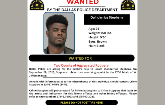 Dallas Police Department Seeks Help from Public in Locating Wanted Individual Quindarrius Stephens