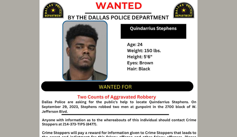 Dallas Police Department Seeks Help from Public in Locating Wanted Individual Quindarrius Stephens