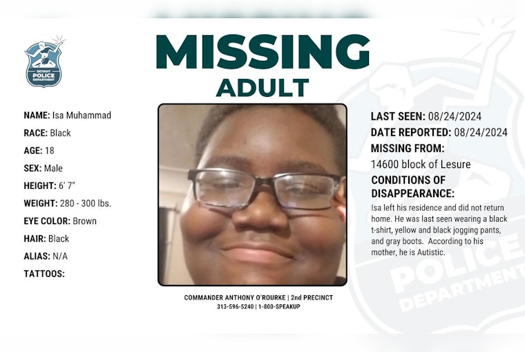Detroit Police Seek Help to Locate Missing 18-Year-Old with Autism Last Seen on West Side