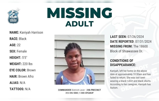 Detroit Police Seek Public Aid in Search for Missing 22-Year-Old Woman with Autism