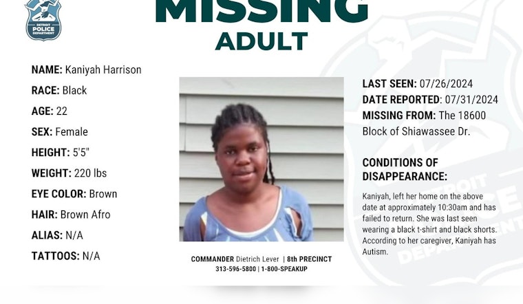 Detroit Police Seek Public Aid in Search for Missing 22-Year-Old Woman with Autism