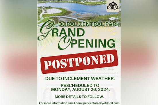 Doral Central Park Grand Opening Rescheduled Due to Inclement Weather, City of Doral Announces New Date