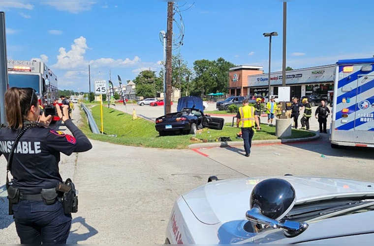 Driver Hospitalized, Eastbound Lanes Closed on Louetta Road in North Harris County After Crash with Utility Pole