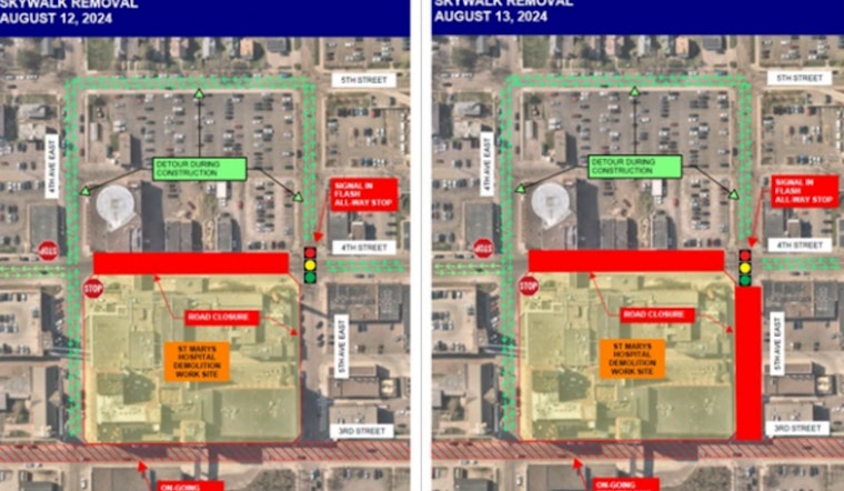 Duluth Drivers Diverted: St. Mary's Medical Center Demolition Spurs East Fourth Street Closure