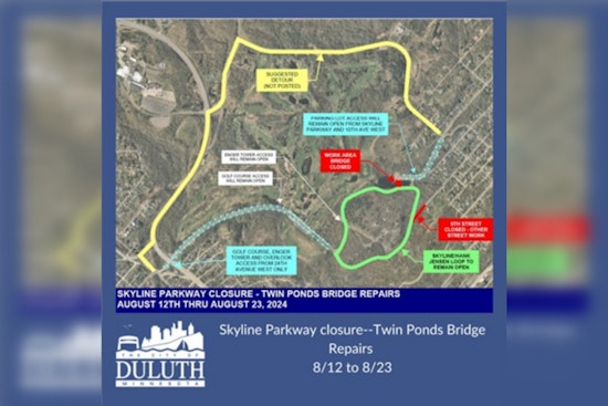 Duluth's Skyline Parkway near Twin Ponds to Close for Bridge Repairs Starting August 12