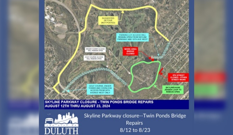 Duluth's Skyline Parkway near Twin Ponds to Close for Bridge Repairs Starting August 12