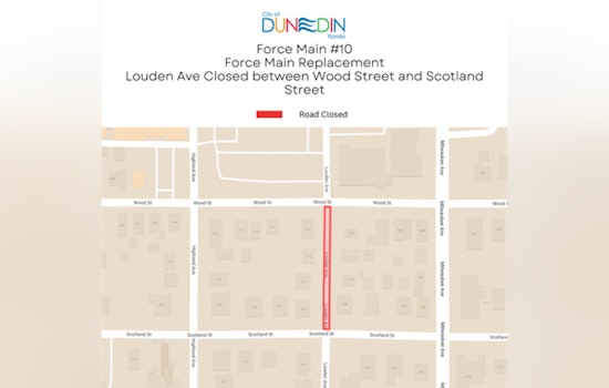 Dunedin Braces for Traffic Delays as Louden Ave Closure for Force Main #10 Repairs Starts on Aug 12