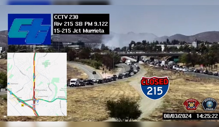 Evacuation Orders Lifted Following Quick Containment of Murrieta Fire; I-215 Reopened After Traffic Delays
