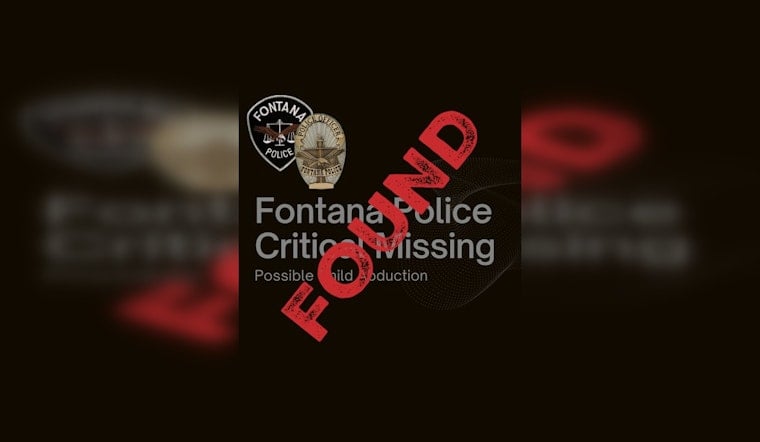Fontana Police Confirm Safe Recovery of Kidnapped 2-Month-Old Baby Girl, Suspect's Status Remains Unclear