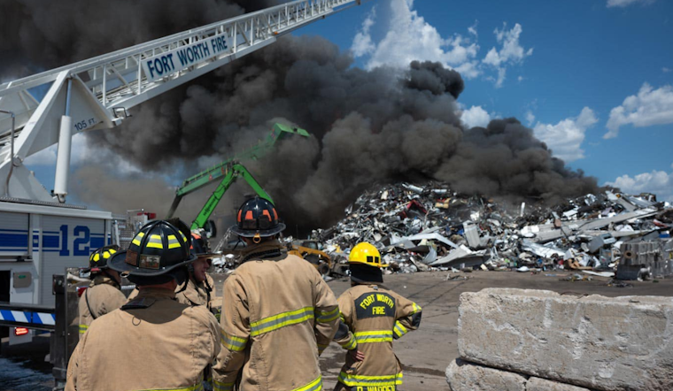 Fort Worth Firefighters Overcome Intense Blaze at Scrap Metal Yard, Two Injured Amid Harsh Heat Wave