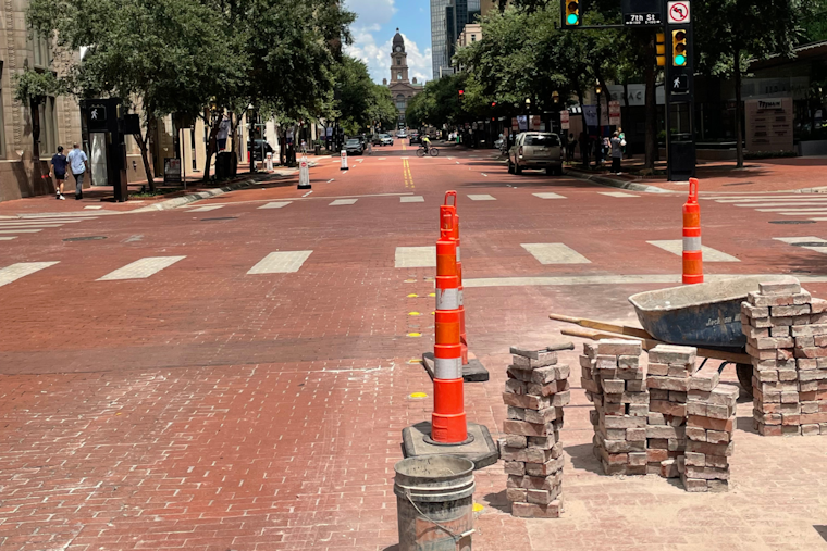 Fort Worth Main Street Brick Renovation Leads to Temporary Lane Closures and Traffic Shifts