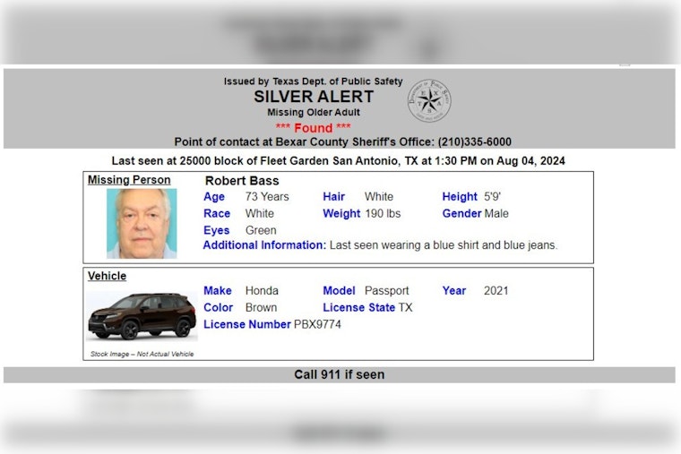 Found Safe: Missing Bexar County Senior Citizen Robert Bass Located After Silver Alert