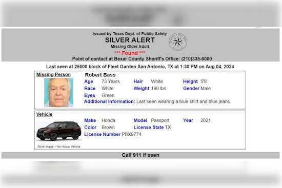 Found Safe: Missing Bexar County Senior Citizen Robert Bass Located After Silver Alert
