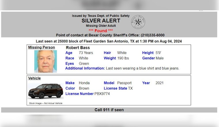 Found Safe: Missing Bexar County Senior Citizen Robert Bass Located After Silver Alert