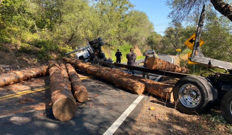 Highway 193 Reopens After Lumber Truck Overturns Near Newcastle, Causing No Injuries but Major Delays
