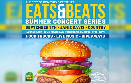 Homestead's Eats & Beats Series Finale Features Country Star Jamie Davis for a Free Concert at Losner Park