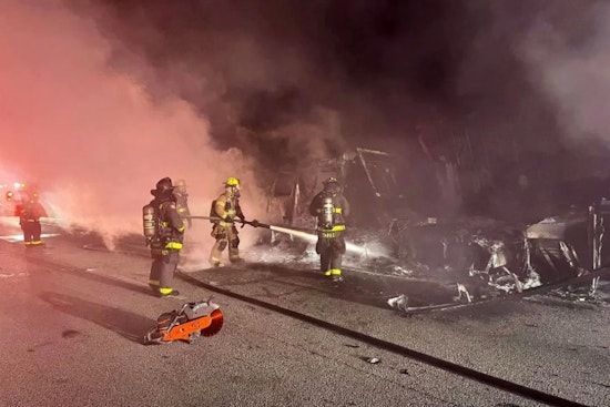 Indian River and St. Lucie Firefighters Extinguish Early Morning Semi-Truck Blaze on Florida's Turnpike