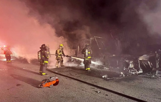 Indian River and St. Lucie Firefighters Extinguish Early Morning Semi-Truck Blaze on Florida's Turnpike