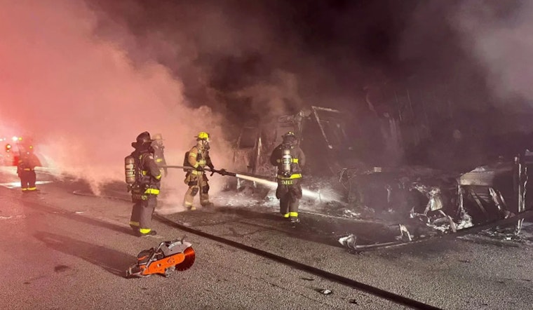 Indian River and St. Lucie Firefighters Extinguish Early Morning Semi-Truck Blaze on Florida's Turnpike