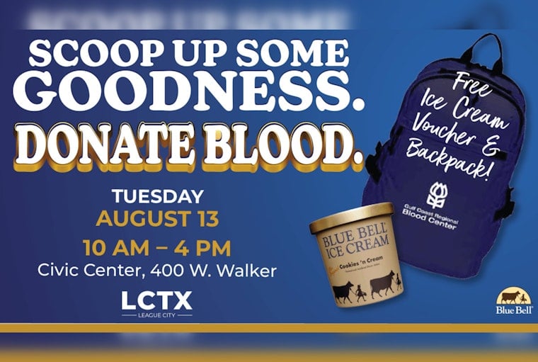 League City Announces Blood Drive with Incentives Including Backpacks and Ice Cream Vouchers