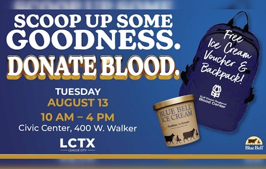 League City Announces Blood Drive with Incentives Including Backpacks and Ice Cream Vouchers