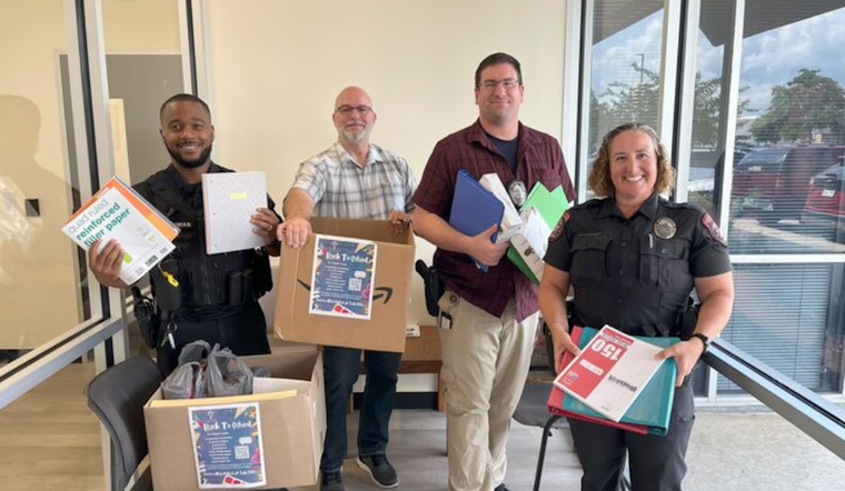 Lewisville Police Department Donates Essential School Supplies to Denton County Friends of the Family