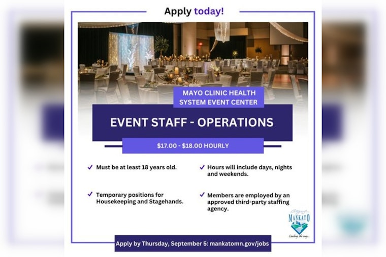 Mankato's Mayo Clinic Health System Event Center Seeks Energetic Housekeeping and Stagehands for Temporary Roles