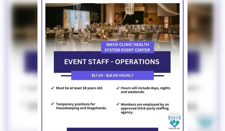 Mankato's Mayo Clinic Health System Event Center Seeks Energetic Housekeeping and Stagehands for Temporary Roles