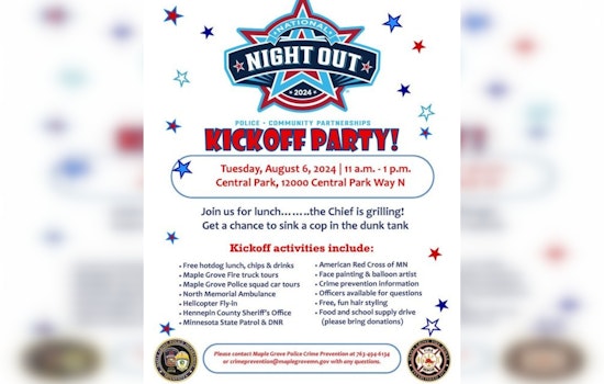 Maple Grove Police Urge Community Engagement at National Night Out Block Parties and Central Park Kickoff