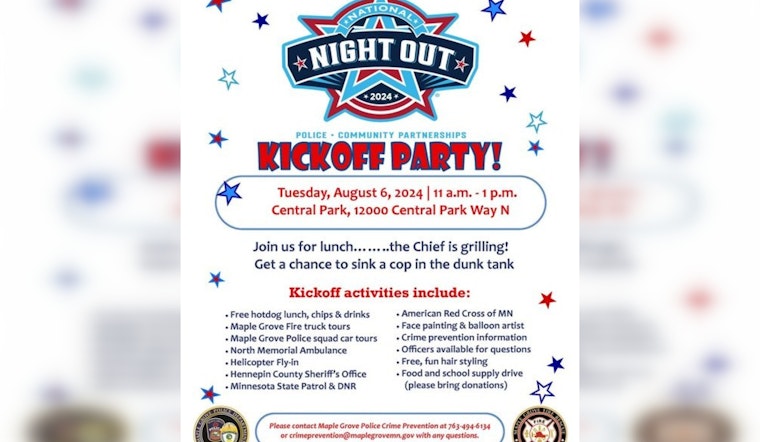 Maple Grove Police Urge Community Engagement at National Night Out Block Parties and Central Park Kickoff